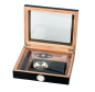 Preview: Humidor-Set " Schwarz mit Glasdeckel" für ca. 15 Zigarren